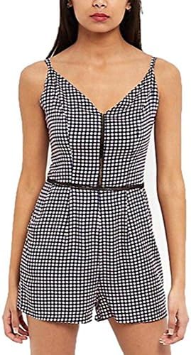 Plusasa Womens Fashion V-neck Spaghetti Straps Sleeveless Jumpshorts,Jumpsuits,XXL