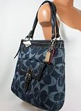 Coach Denim Signature Poppy Glam Zip Tote Bag MSRP $358 18993 Indigo Blue