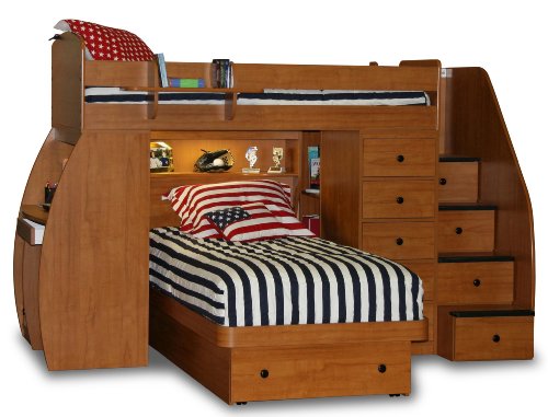 Space Saver T/T with Desk, Stairs, Chest & Platform Bed