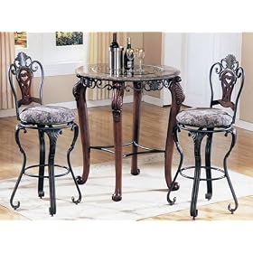 Catania Marble and Glass Top Bar Table Set By Acme Furniture by Acme Furniture