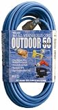 Coleman Cable 02368-06 16-3 50-Foot Hi-Vis Low Temp Winter Extension Cord, Blue