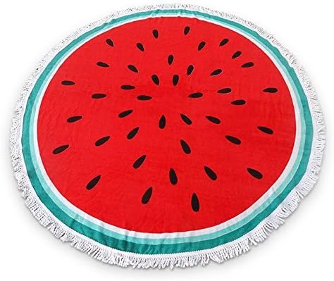 Luxury 100% Cotton Round Beach Towel with Watermelon Print 59 inch by Holiday Styling