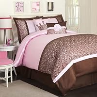 Lush Decor Leopard 6-Piece Comforter Set, Full, Brown/Pink