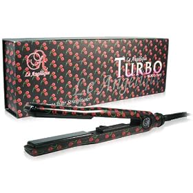 Le Angelique Turbo Cherry / Cherries Tourmaline Ceramic Dual Voltage Flat Iron / Hair Straightener