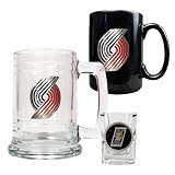 Portland Trail Blazers NBA 15oz Tankard, 15oz Ceramic Mug & 2oz Shot Glass Set - Primary Logo