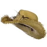 Outback Raffia Frayed Straw Hats-Ribbon W35S13C