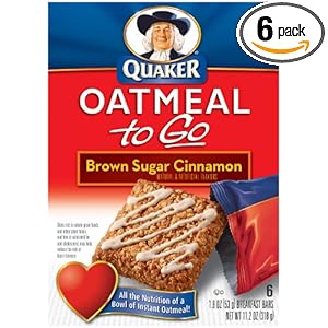 Quaker, Oatmeal To Go, Brown Sugar Cinnamon Breakfast Bars, 6-Count Boxes (Pack of 6)