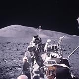 Unident. Apollo 17 Astronaut in Lunar Surface Vehicle During Lunar Exploration Photographic Poster Print, 24x24