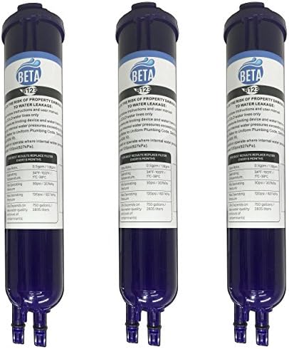 3-Pack BETA Water Filter Replacement Cartridge Compatible for Whirlpool PUR Push Button 4396841, 4396710, Pur Filter3