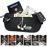 Money Belt For Travel with 1x Passport and 6x Credit Card Protector RFID Sleeves