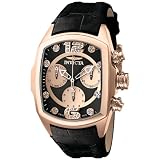 Invicta Women's 6823 Lupah Revolution Collection Chronograph Diamond Accented Black Leather Watch