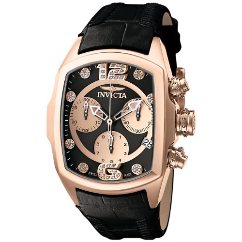 Invicta Women's 6823 Lupah Revolution Collection Chronograph Diamond Accented Black Leather Watch