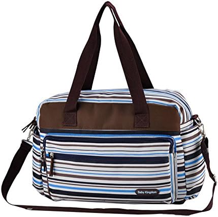 Satin Stripes Baby Changing Diaper Nappy Mummy Bag Bottle Holder Tote Bag (Blue Stripes)