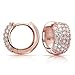 5 Five Row Pave Cubic Zirconia Wide Huggie Hoop Earrings For Women Rose Gold Plated .925 Sterling Silver