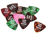 Live for Music Premium Large Triangle Celluoid Guitar Picks, 0.81mm, Medium, 6 Pack