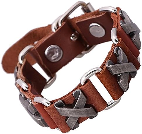 Genuine Leather Metal SKull Studs Genunine Leather Bracelet Men Woman Skull Bracelets (SKBR150)