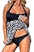 FISACE Women's Zebra Patchwork Halter Neck Swimdress Bathing Suit with Panty