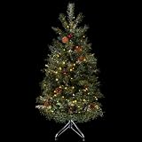 4ft 122cm Green Decorated Prelit Artificial Festive Christmas Holiday Tree New