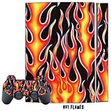 Playstation 3 Skin - System Console Skin and two PS3 Controller Skins - Hot Flames