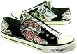 Ed Hardy Christian Audigier Men's Low Rise Sneakers Tiger on Black Canvas