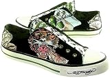 Ed Hardy - Ed Hardy Christian Audigier Men's Low Rise Sneakers Tiger on Black Canvas