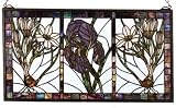 Spring Triptych Tiffany Stained Glass Window Panel 14 Inches H X 25 Inches W