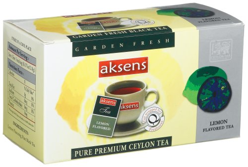 Aksens Pure Premium Ceylon Tea, Lemon, 25-Count Teabags, 1.7-Ounce Boxes (Pack of 10) by Akens