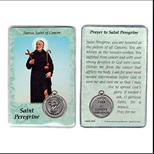 Saint Peregrine, Patron Saint of Cancer, Prayer Card and Medal
