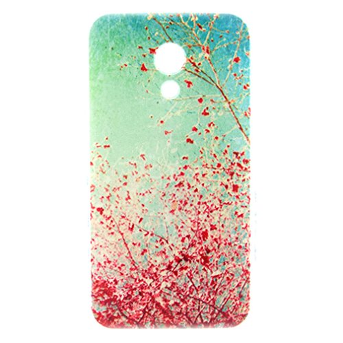 For Moto G (2nd generation) , ivencase Red Flower Pattern Slim Soft TPU Gel Texture Ultra Thin [Flexible] Bumper Protective Rear Skin Case Cover Perfect Fit for Motorola Moto G (2nd generation) + One 