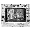 Glass block w/ mirror border & clear stones; ''Love'' etc.-Clear