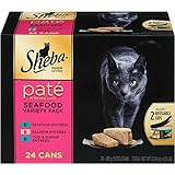 SHEBA Pate in Natural Juices Seafood Watch Variety Pack Wet Cat Food 3 oz. (Four 12-Count Cases)