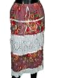 Bohemian Red Floral Print White Lace Cotton Womens Dress Skirt India