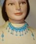 Silver Plated and Blue Turquoise Large and Hanging Beads Short Chain Necklace and Earrings