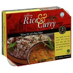 Kohinoor Rice & Curry Microwaveable Trays, Yellow Dal With Peas Pulao, 12.3-Ounce Trays (Pack of 6)
