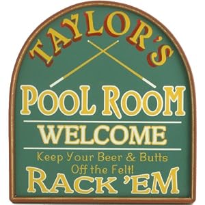 Your Pool Room with Pool Ques Small Personalized Billiard Sign Tombstone Shape Small 12x11 Framed