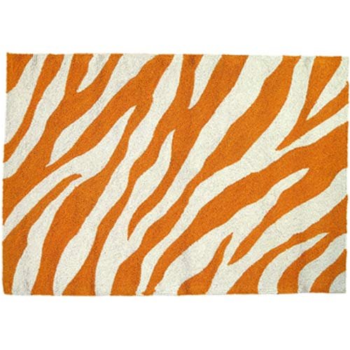 123 Creations C728C.2x3 Zebra in Orange Hooked Rug - 100 Percent Wool