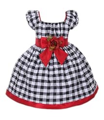 Girls Knee Length  Cap Sleeves Checkered Print Polyester/Taffeta Party Dress  With a Bow(s) and a Sash 