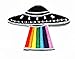 HHO Rainbow Black Spaceship Cartoon Patch for Bags Jackets Jeans Clothes