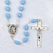 Baptismal Rosary - Guardian Angel - 3mm Blue Beads - 15" Chain - MADE IN ITALY - Gift Box Included