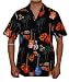 Island Guitars Hawaiian Aloha Shirt, L, BLACK