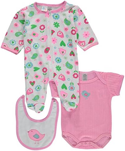 Coney Isle Baby Girls' "Love Bird" 3-Piece Layette Set - pink, 3 - 6 months