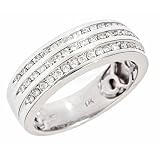 3-Row Channel Diamond Men’s Wedding Anniversary Band Ring 14k White Gold