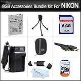 8GB Accessories Kit For Nikon Coolpix S6200 S8200 AW100 S6000 S6100 S8000 S ....