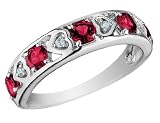Ruby Heart Ring with Diamonds 3/4 Carat (ctw) in 10K White Gold