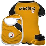 Pittsburgh Steelers Creeper, Bib, Booties 18 Month Baby Infant