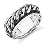 Sterling Silver Rhodium Finish Perfectly Coiled Spinner Prayer Thumb Unisex Ring in Size 10