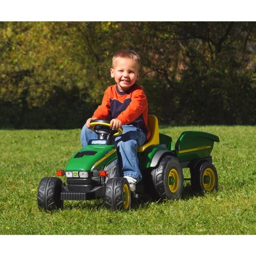 Kids John Deere Farm Tractor with Trailer