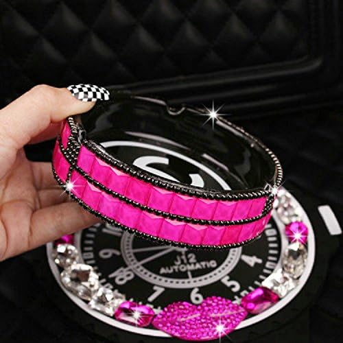 handmade unique superior MAX Luxury fashionable ashtray,can be jewel case,Rhinestone Crystal Diamond bling Ceramic ashtray for deluxe place(hot pink)