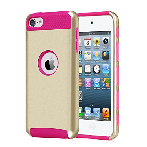 iPod Touch 5 Case, iPod Touch 6 Case, BENTOBEN 2 Piece Hard PC Shell iPod Touch 5th Generation Case Rugged Soft TPU Bumper Hybrid Dual Layer Shockproof Cover for iPod Touch 5 6, Gold/Rose Pink