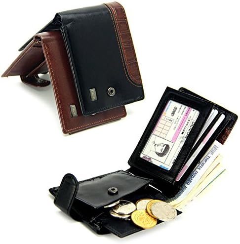 Genuine Leather Mens Wallet 2 Colors Mens Hasp Business Wallet Credit Card Holder Coin Purse (Brown)